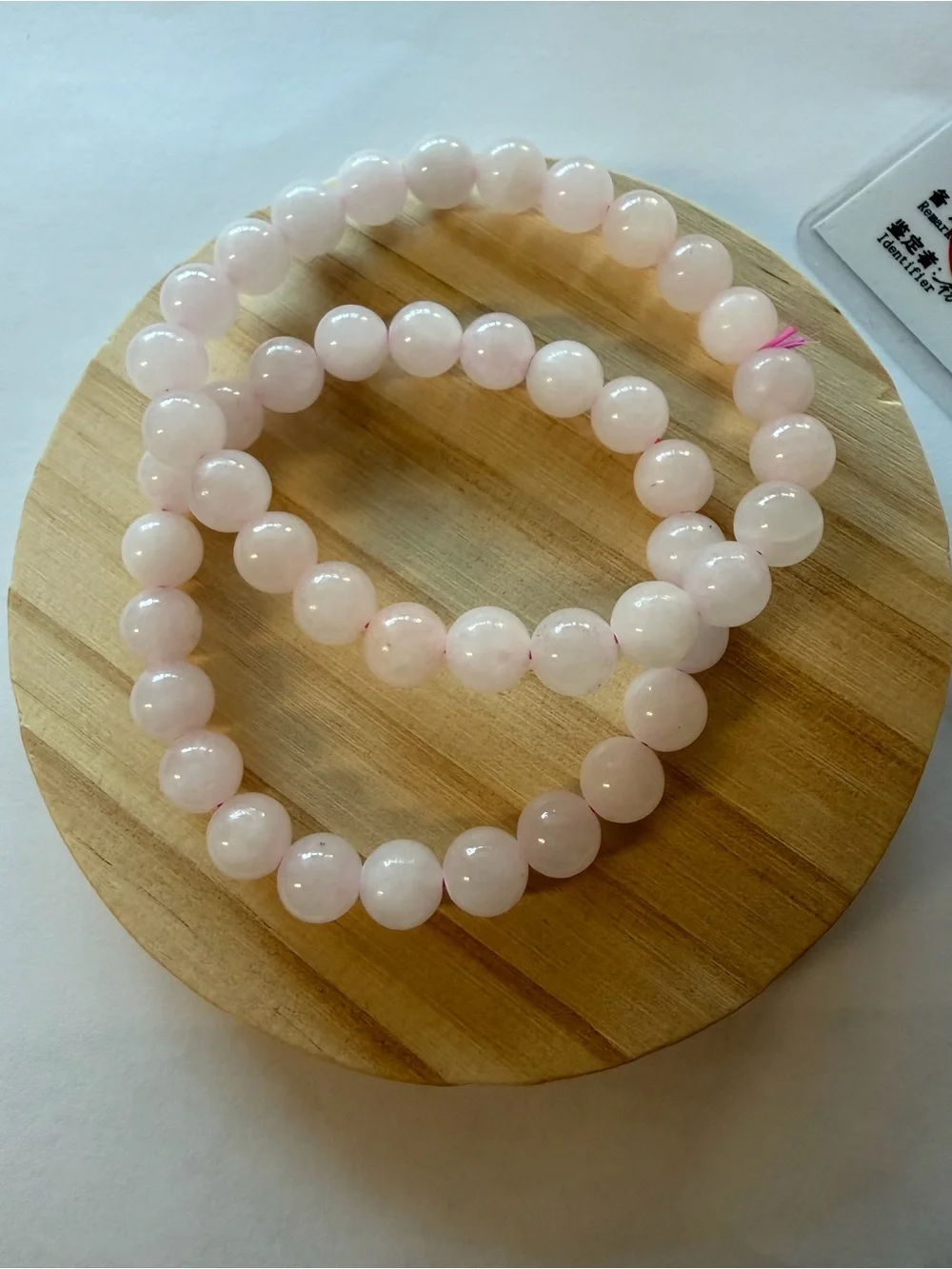 Authentic 2 Pieces Icy Light Pink Jade Beaded Bracelet NWOT - Picture 8 of 8